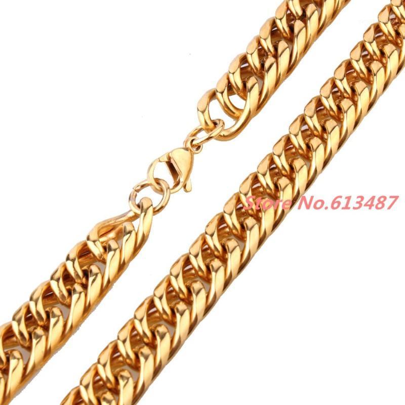 

Customize Size Gold Tone 7"-40" 11mm Curb Cuban Chain Necklace Or Bracelet 316L Stainless Steel Cool Men's Jewelry Gift Chains