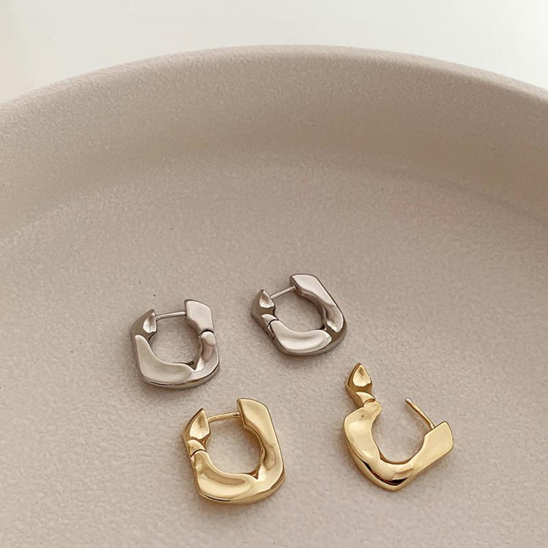 

Hoop & Huggie WTLTC Fashion Metal Geometric Earrings For Women Statement Small Hoops Simple Personality Irregular 2021