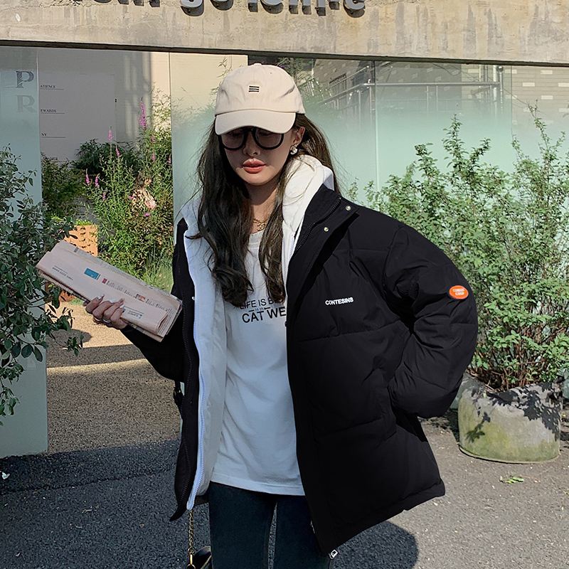 

2021 Winter Coat Women Parkas Snow Wear Thicken Padded Clothing Female Zipper Wadded Jackets, Black