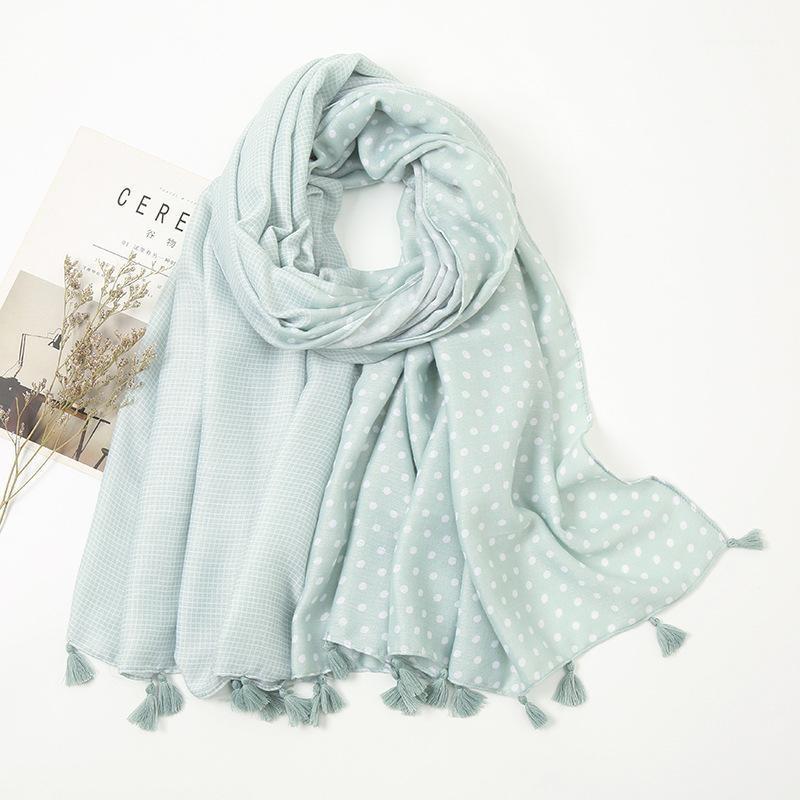 

Scarves Fashion Dots Tassel Shawl Scarf Autumn Winter Women Lady High Quality Beach Sunscreen Cotton Wrap Muslim Hijab