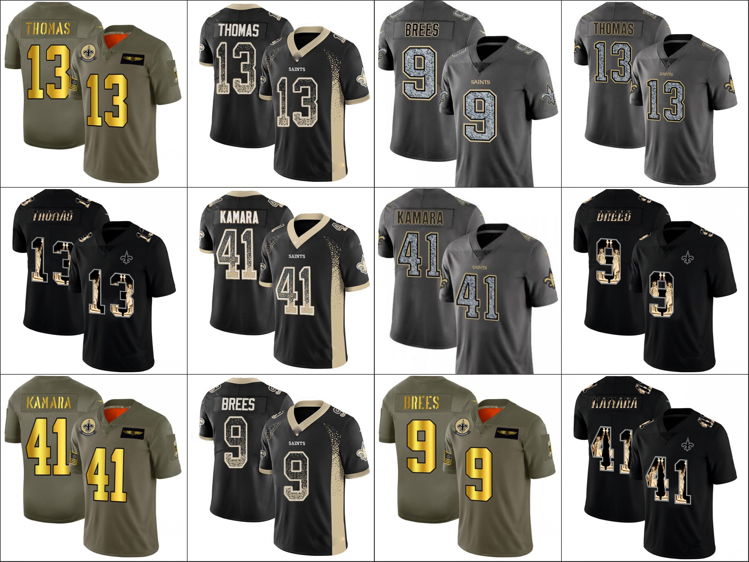 

New Orleans''Saints''Men #9 Drew Brees 13 Michael Thomas 41 Alvin Kamara Women Youth Limited Football Jersey