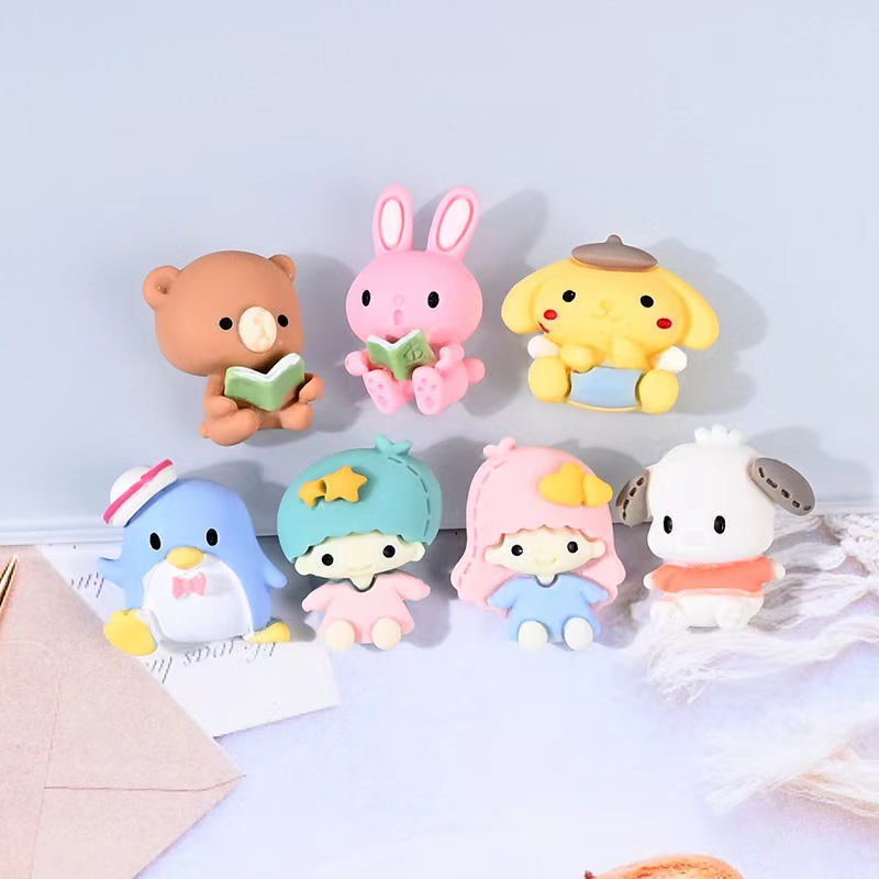 

20Pcs Cute Cartoon Animals Flatback Resin Components Cabochon Kawaii Dog Bear Rabbit Characters Phone Deco Parts DIY Scrapbook Accessories