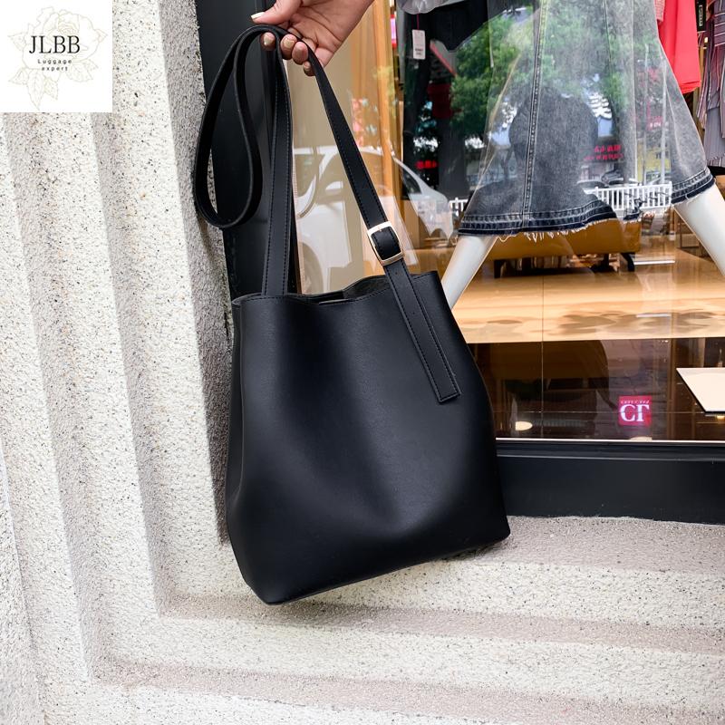 

Fashion Black Woman Shoulder Bag PU Leather Composite Bag Solid Buckle Soft Crossbody Purses And Handbags Bolsa Feminina Sac