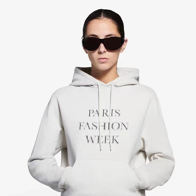 

21SS France Paris Fashion Week Letter print hoodies Spring and summer Luxury High Street sweatshirt men women short sleeve cotton fleece hooded, Black