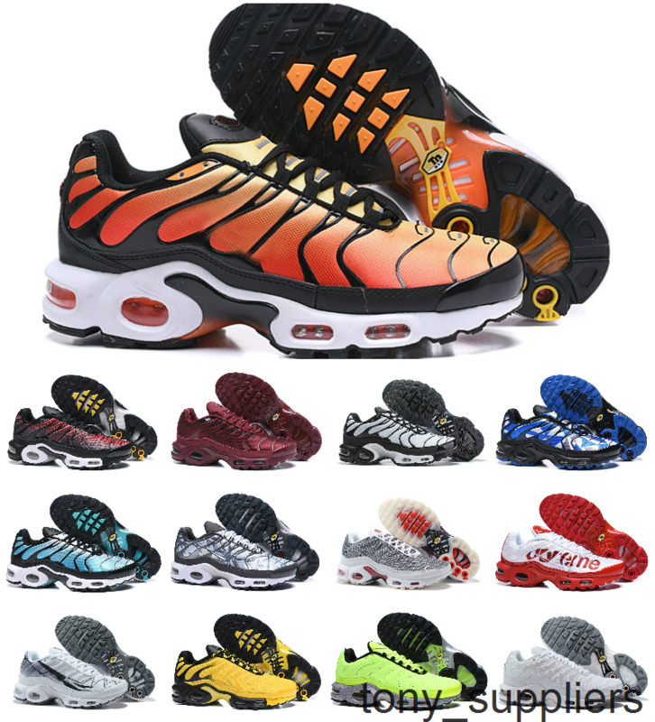 

2019 New Designer Top Quality TN shOes Black White Yellow Breathable Mesh Chaussures REqUin Homme Tn Plus Noir Men Running ShOes Size 7-12