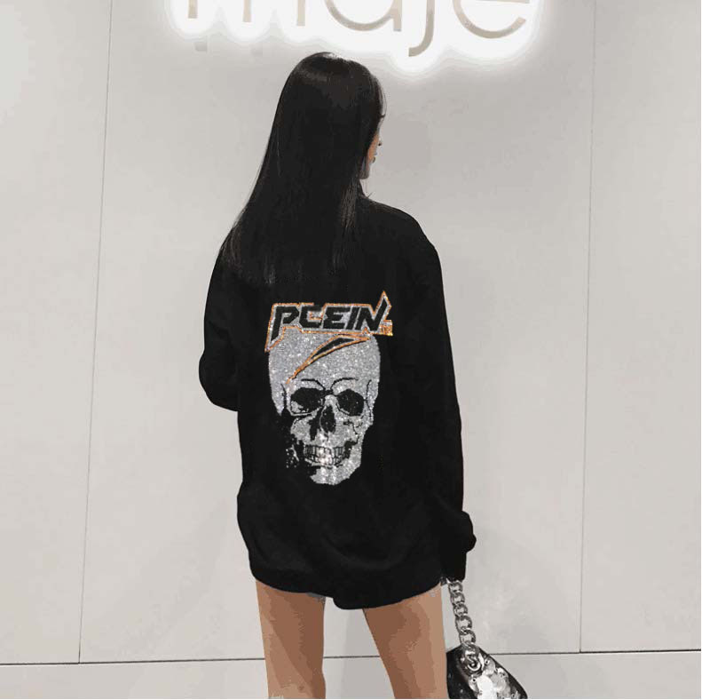 

2021 New Hooded Female Casual Diamond Punk Fashion Stone for Girls European Clothes Korean Tops Hot Drill I4zr, As shown in the figure