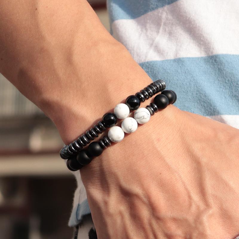 

Beaded, Strands 6mm Natural Hematite Onyx Beads Bracelet Charm Tiger Eye Stone Obsidian Handmade 2Pcs/Set Braclet Men Party Jewelry Hombre J