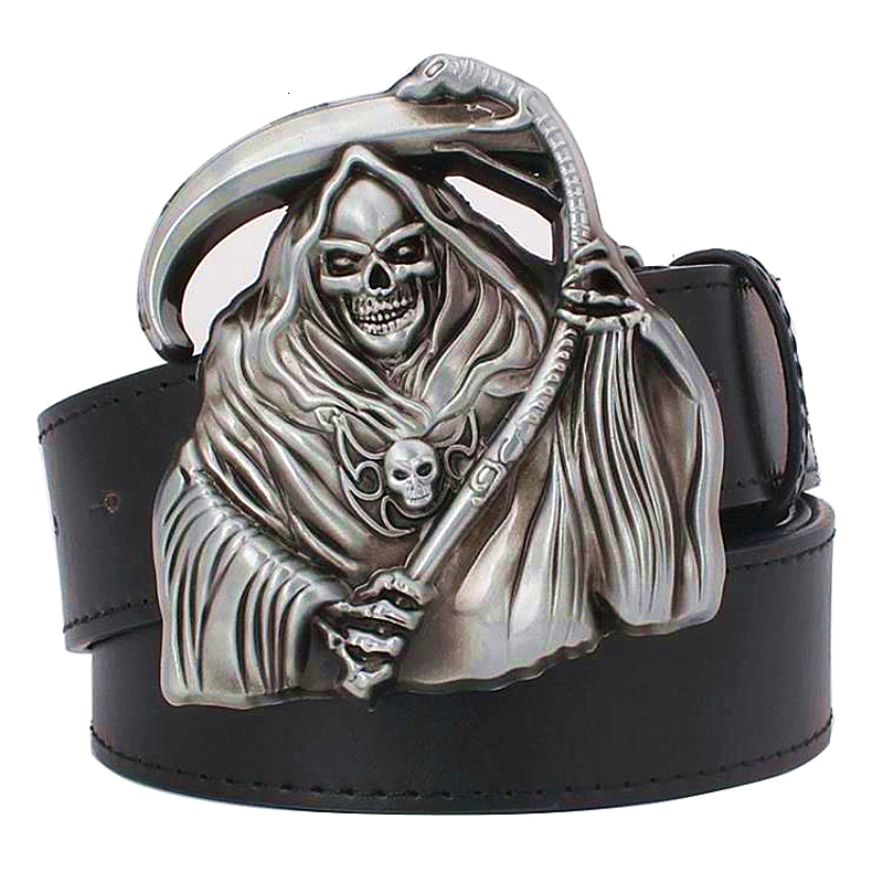 

2021 New Men's Personality Grim Reaper Decorative Skull Belt Anime Death Style Belts Cool Wizard Women Waistband 5thf, Black