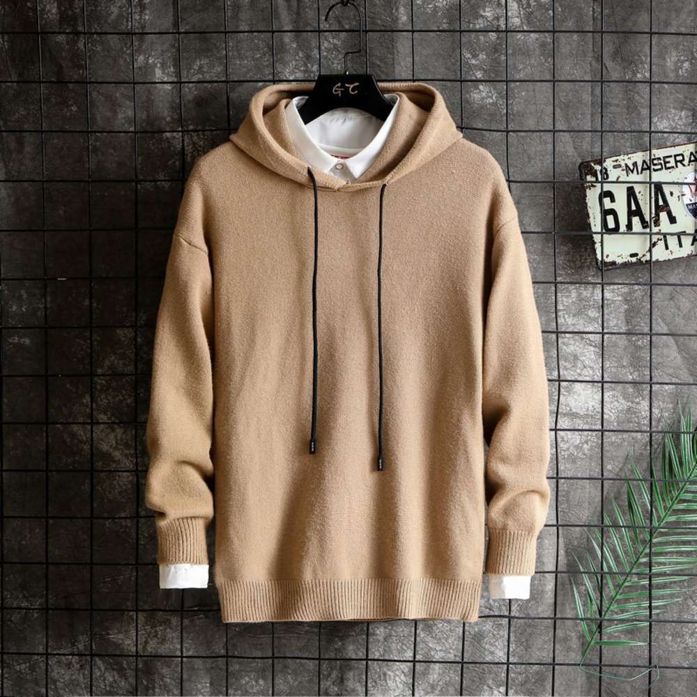 

New casual men's hooded sweater in autumn and winter of 2021, White;black