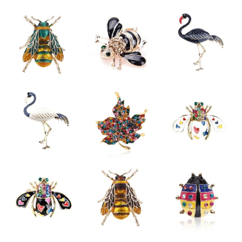 

Pins, Brooches Jewelry Banquet Gifts Accessories Animal Bee Spider Bird Chicken Pearl Crystal Insect Brooch Pin 31 Styles, Gray