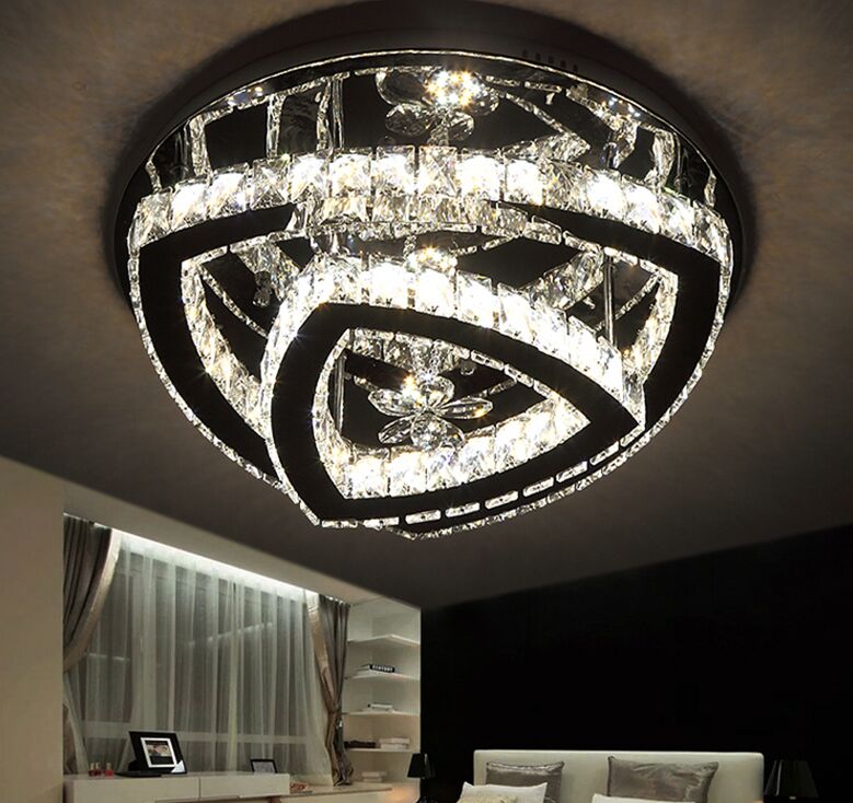 

Modern Chrome Steel Led Ceiling Lamp Lamparas Lustre Crystal Bedroom Led Ceiling Lights Luminaria Foyer Ceiling Light Fixtures