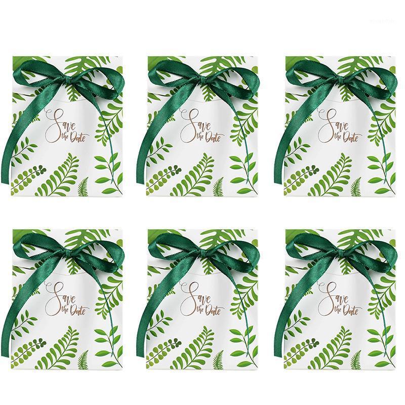 

Gift Wrap 10Pcs Green Leaves Candy Box Wedding Favors Paper Bag Packaging Hawaiian Jungle Birthday Party Decoration Supplies