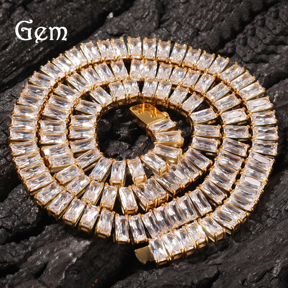 

Hip hop stainless steel square zircon necklace for men