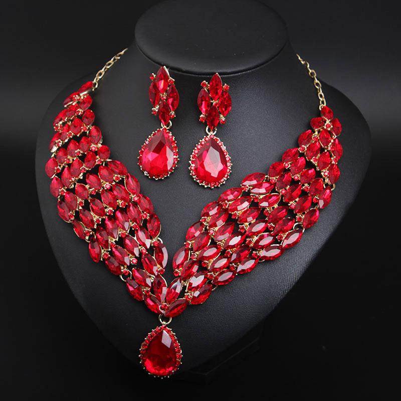 

Earrings & Necklace Fashion Luxury Crystal Jewelry Sets Bridal Wedding Party Jewelery Dress Jewellery Decoration Accessories, Silver