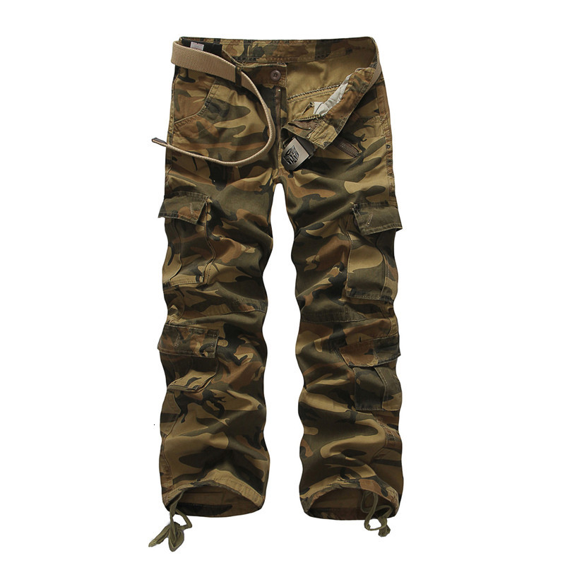 

2021 Spring Autumn New Cargo Mens Camouflage Trousers Large Size Loose Overalls Men's Straight Casual Pants Military 0k3a, Army green