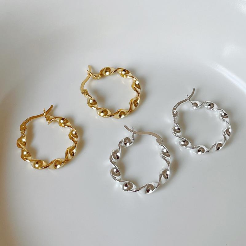

Hoop & Huggie 925 Sterling Silver Gold Earrings Accessories Korean Gift For Women Irregular Earing Minimalist Designer Jewelry