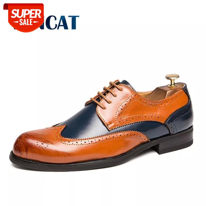 

New Brand Men's Shoes 2020 High Quality Leather Dress Shoes Fashion Men's brogue Business Office Wedding Footwear #R08u