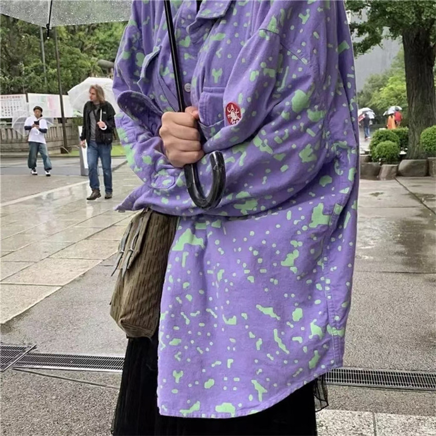 

2021 New Purple Top Quality Cavempt C.e Noise Flannel Big Men Women Denim Shirt Jacket Cav Empt Shirts Vmas