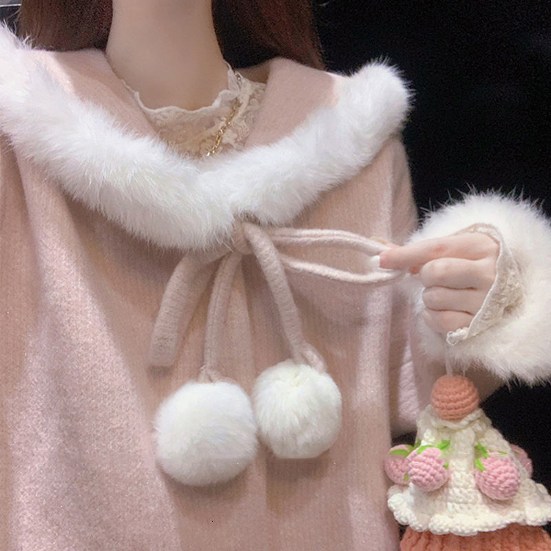

2021 New Sweet Winter Long Warm Wool Trend Coat Female Casual Thick Japanese Style Kawaii Korean Coats and Jackets Women P10w, Pink