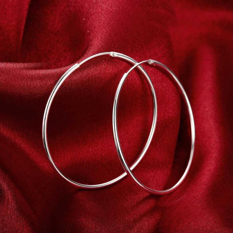 

Hoop & Huggie 100% 925 Sterling Silver Big Circle Earrings Minimalist Simple Round For Women Fashion Party Jewelry CQE710