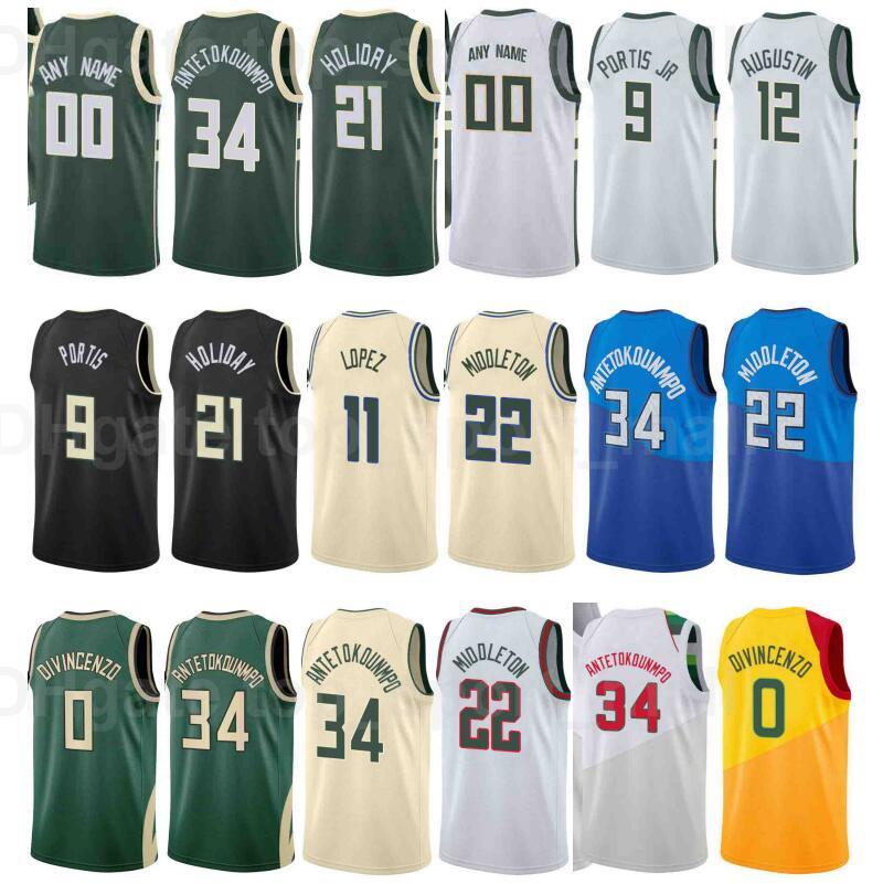 

City Earned Edition Printed Basketball Brook Lopez Jersey 11 Nwora 13 DJ Augustin 12 Bryn Forbes 7 Thanasis Antetokounmpo 43 Custom Name, Color10