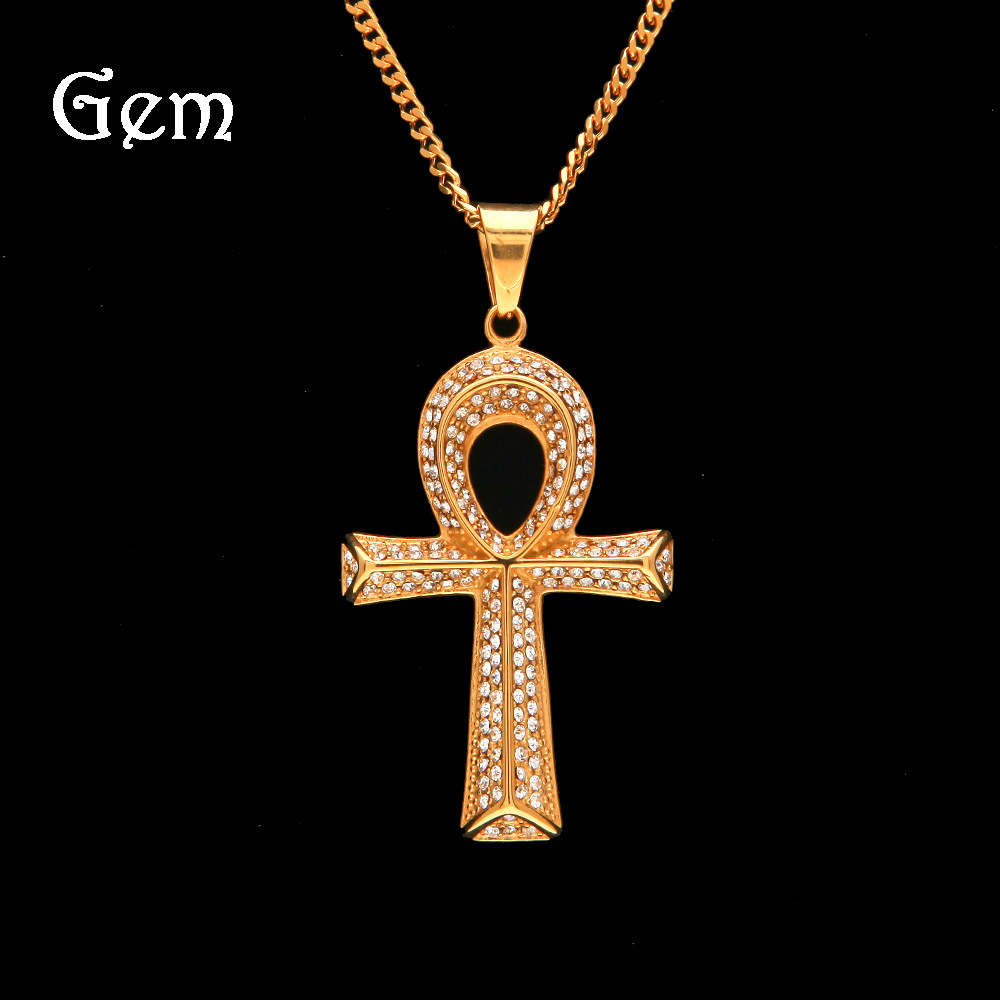 

Hip hop Egyptian Ankh key pendant men's Stainless Steel Necklace Jewelry