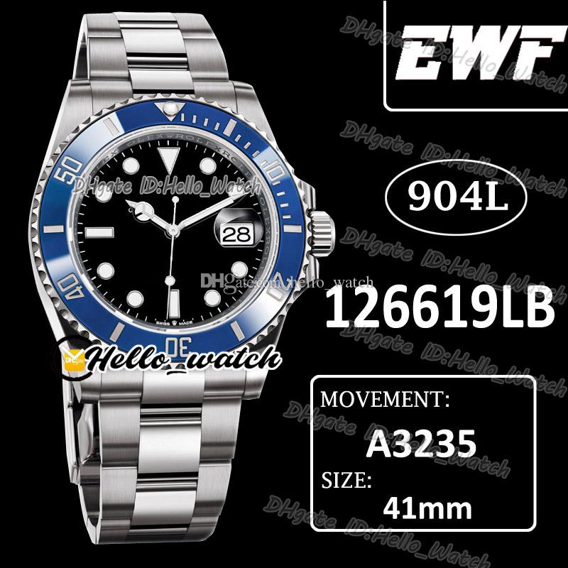 

EWF 41mm A3235 Automatic Mens Watch 126619LB Blue Ceramics Bezel Black Dial 904L Steel Case Bracelet HWRX Watches Hello_Watch., Slivery;brown