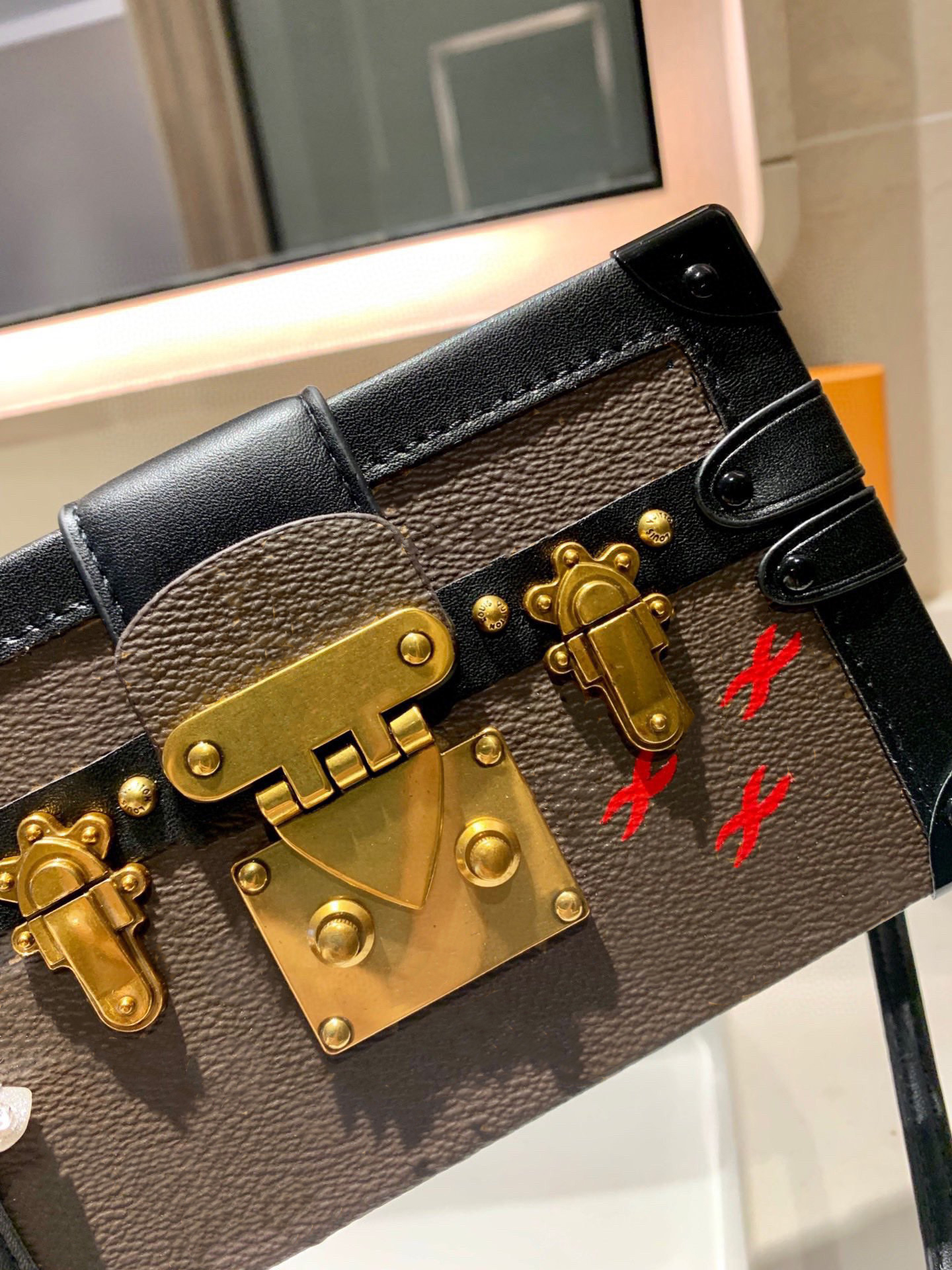 

petit malle box designer bags Classic mini trunk leather women's handbag purse old flower