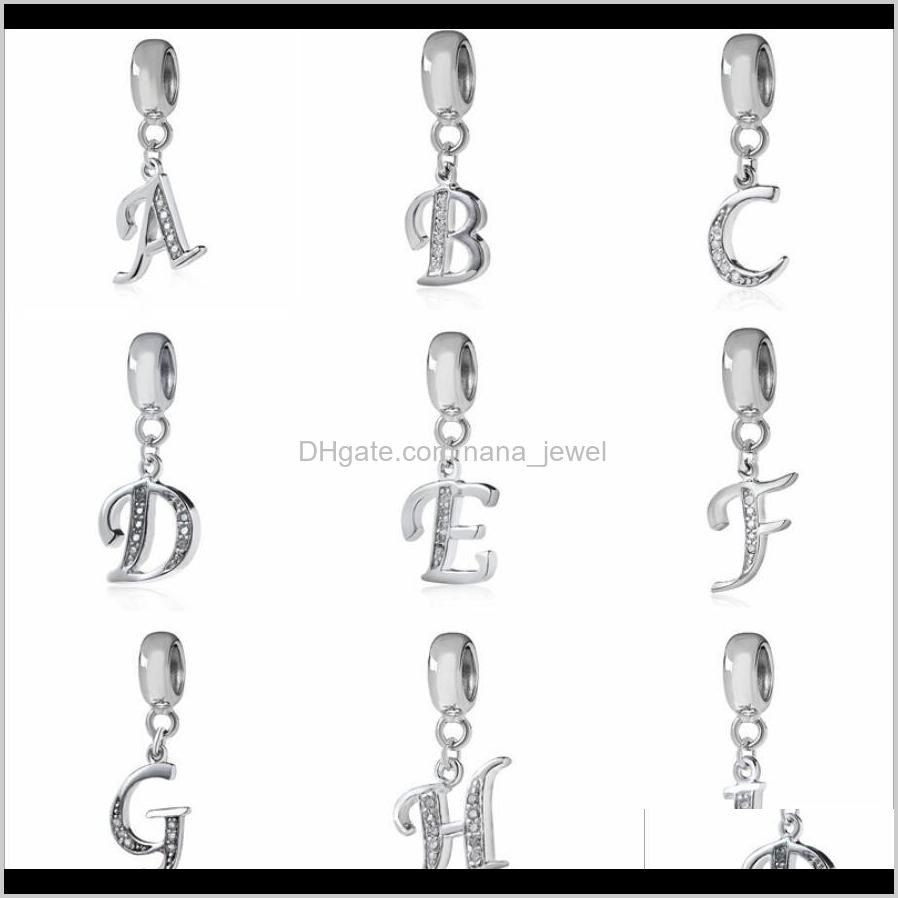 

Letter Charms For Pandora Bracelets Necklace Authentic 925 Sterling Silver A-Z Pendant Beads Diy Alphabet Charms For Making Jewelry 9V Gfctd, Bronze;silver
