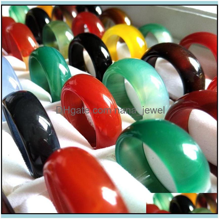 

20Pcs/Lot Men Women Mticolor Smooth Solid Jade Ring Lady Beautif Agate Natural Gem Stone Charm Jewelry Lover Xmas Gift Great Drop Delivery 2