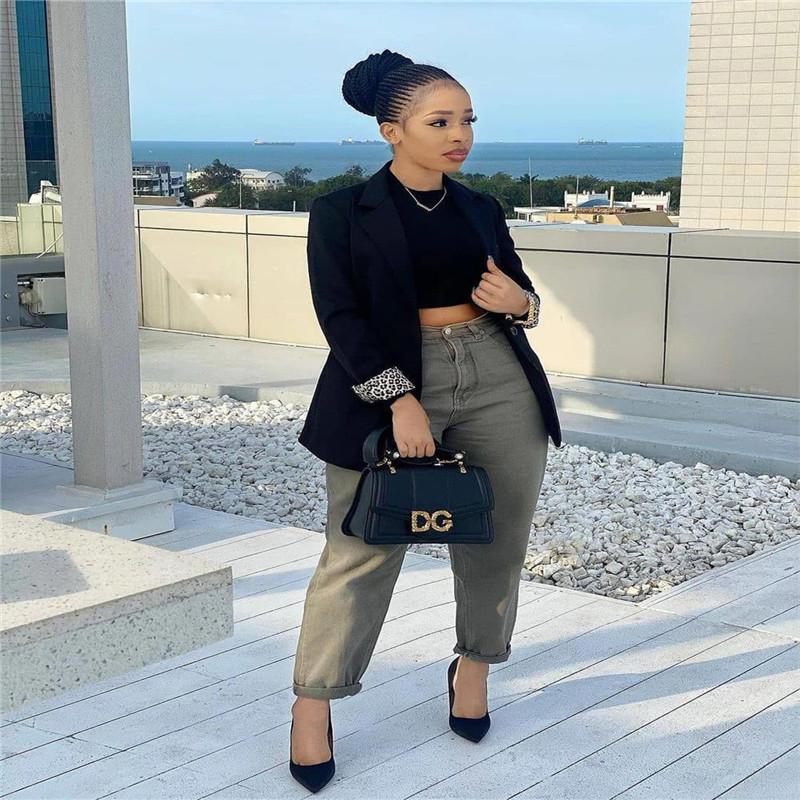 

Women' Trench Coats Women Full Sleeve Blazer Tops Black Color Streetwear Casual Fashion Autumn Clothes