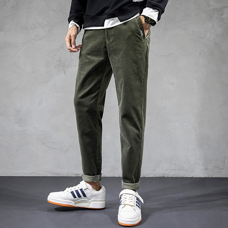 

2021 New Korean Style Fashion Men Jeans Loose Fit Casual Corduroy Harem Pants Autumn Newly Designer Streetwear Hip Hop Wide Leg Trousers Hgo, Green