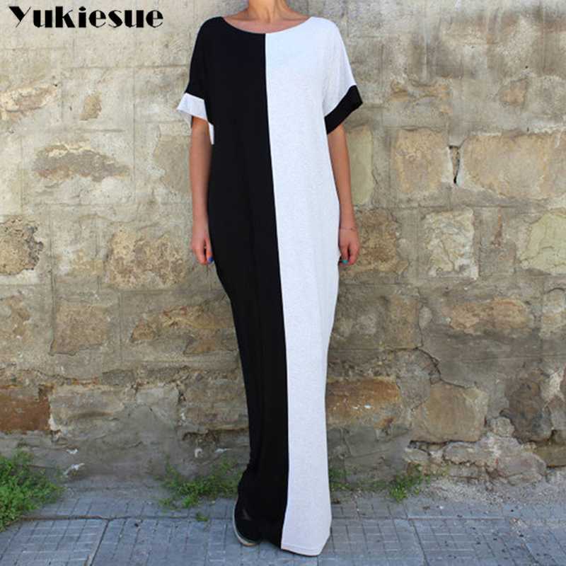 

Hit color dress for women es short sleeve loose sexy summer long party maxi bodycon women's es Plus size 210608, Black