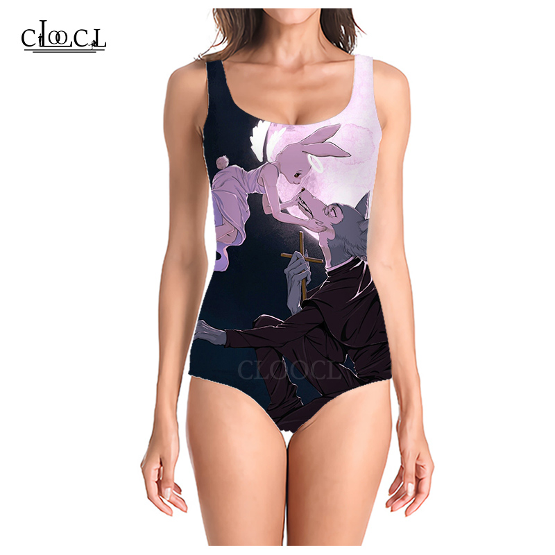 

CLOOCL Fashion Anime BEASTARS 3D Print Sleeveless Sexy One-piece Swimwear Summer Girls Ladies Beach Swimsuits, Swimsuit 1