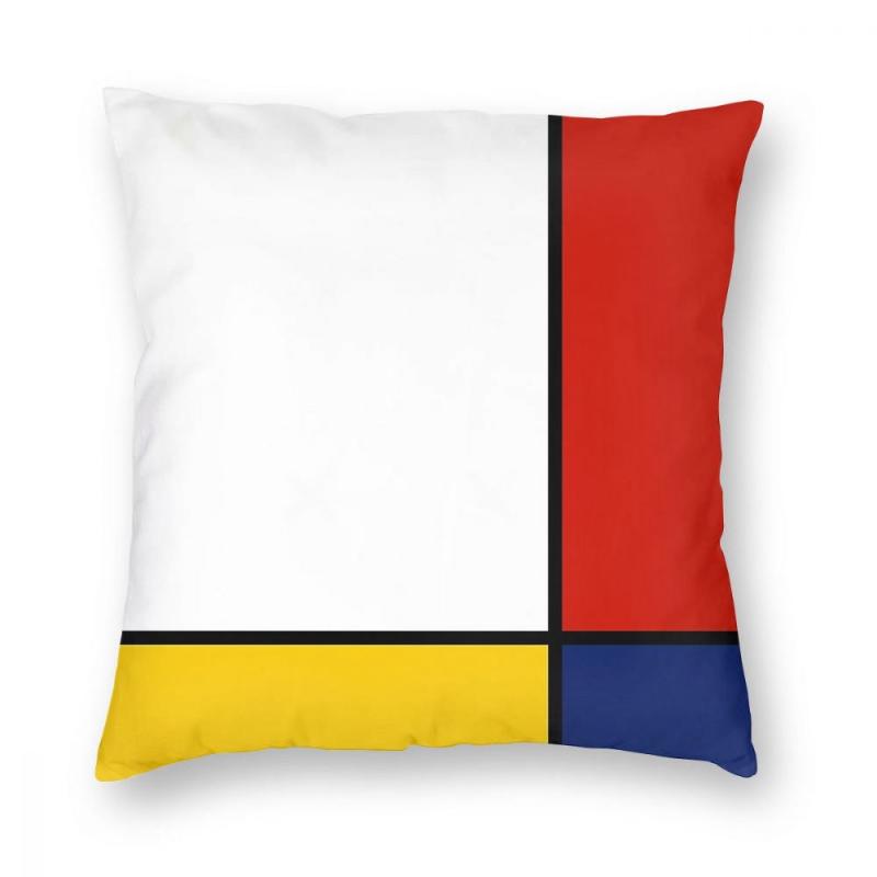 

Mondrian Style Abstract Art Square Pillow Case Polyester Decorative Pillow Novelty Pillowcase, White