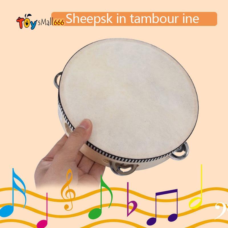 

Drum 6 inches Tambourine Bell Hand Held Tambourine Birch Metal Jingles Kids School Musical Toy KTV Party Percussion Toy DHL Free