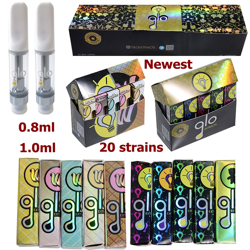 

Glo Cartrdige Ceramic Tips Atomizer extracts Vape Cartridges 0.8ml 1ml 510 Thread Thick Oil Atomizers Empty Vapes Pen Carts Newest Packaging