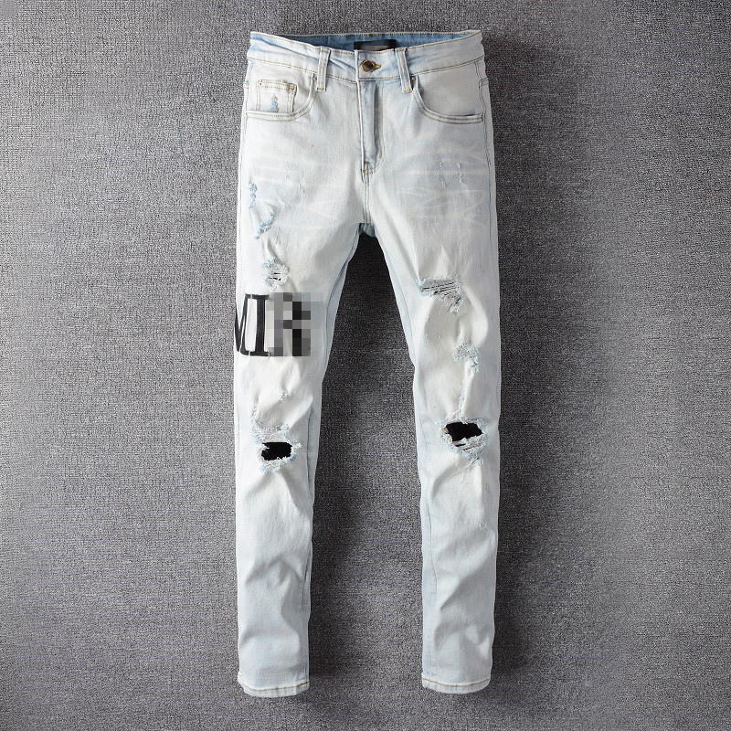 

jeans For Men Skinny Straight Slim Hip Hop Ripped Hole Motorcycle Biker Jean Pants Size -40, 650