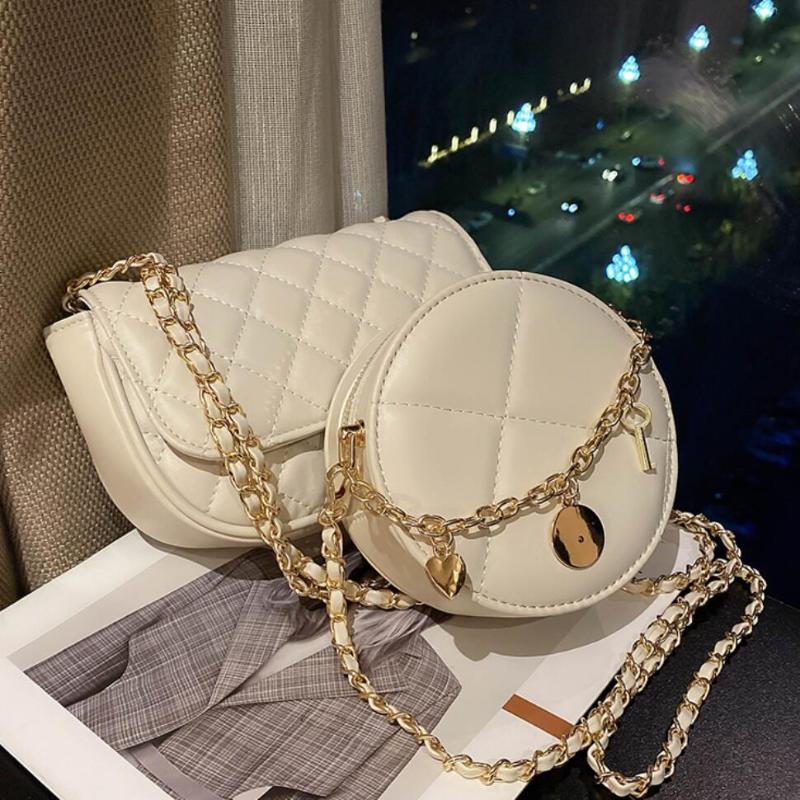 

Lattice Mini Crossbody bag 2021 Fashion New High-quality PU Leather Women's Designer Handbag Chain Shoulder Messenger Bag Purses, 14 cm red