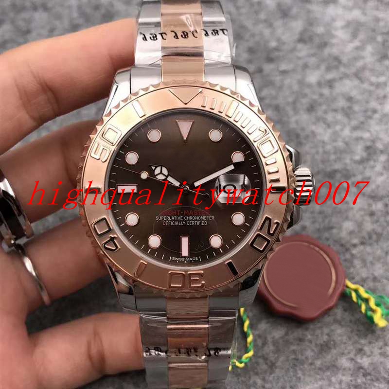 

best-selling Men's Watch 40MM Chocolate dial ETA Movement Automatic Yacht master Classic Series Wristwatches Mens, Champagne