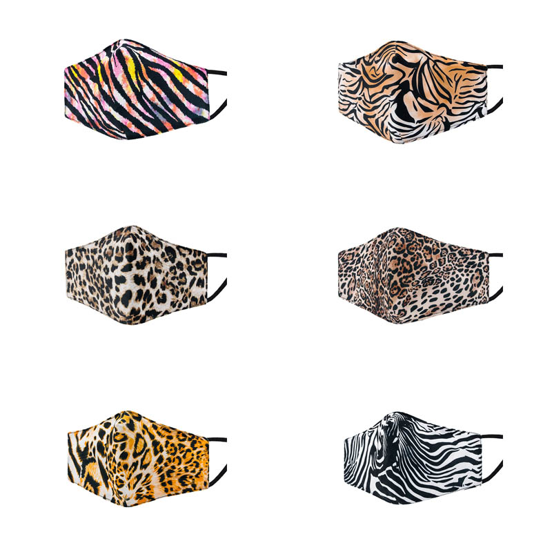 

adult leopord pattern cotton masks printing dustproof washable anti-sun breathable 3 layers resuable facemaks summer desinger