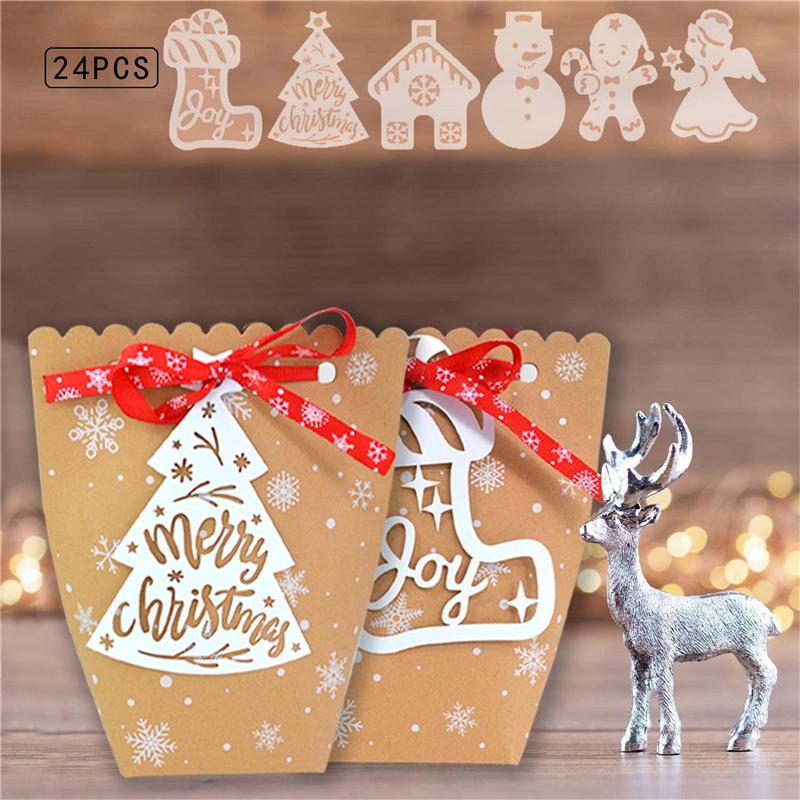 

Gift Wrap Christmas House Style Box Kraft Paper Candy Bag Cookies Party Supplies