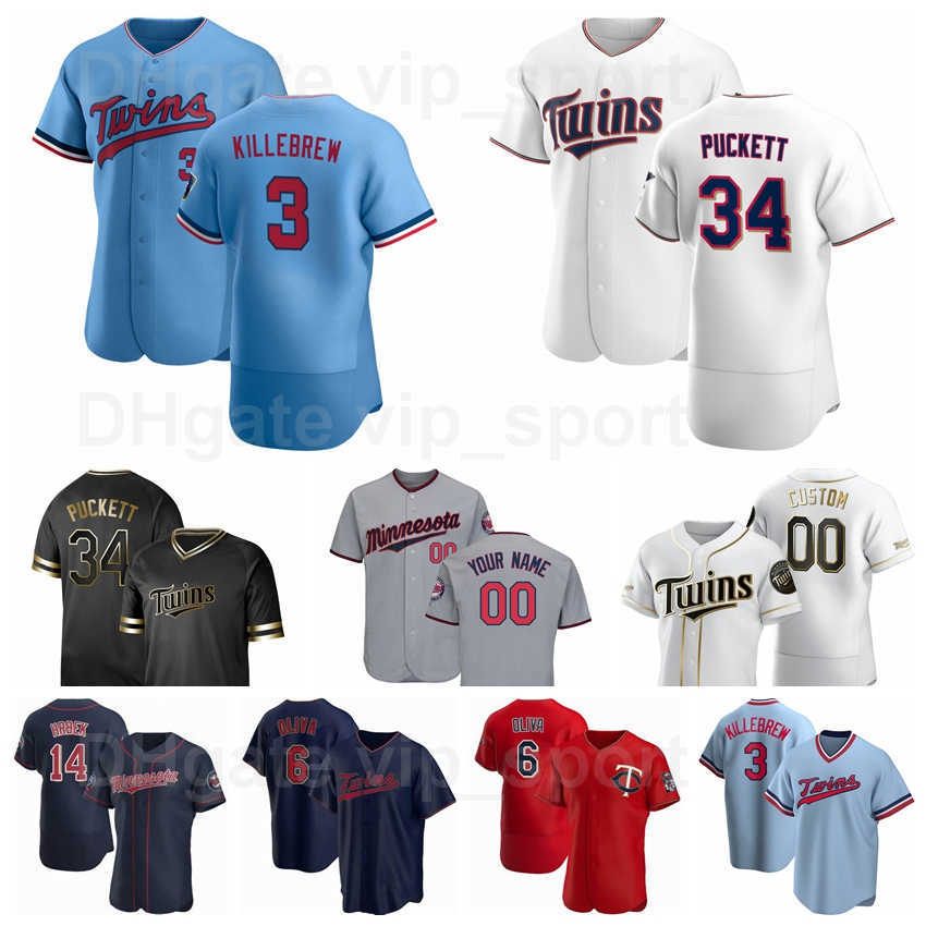 

6 Tony Oliva Jersey Baseball 34 Kirby Puckett 14 Kent Hrbek 28 Bert Blyleven 29 Rod Carew 3 Harmon Killebrew Custom Name Number, Men cool base