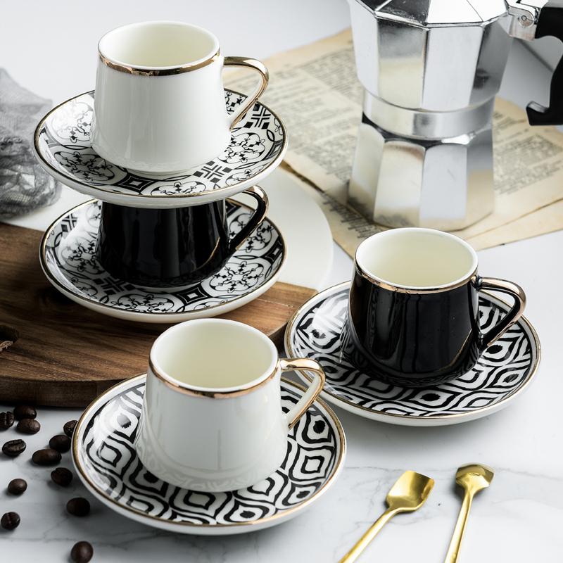 

Cups & Saucers 80ml Turkish Espresso With Ceramic Cup Set For Coffee Kitchen Party Drink Ware Home Decor Creative Gifts