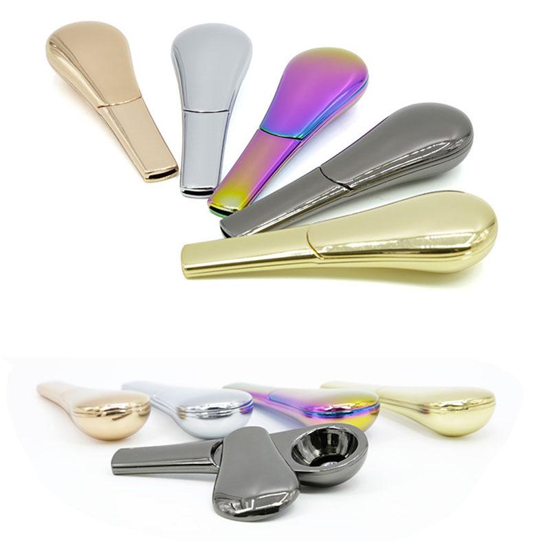 

1Pcs 95*32*24mm Colorful Spoon Pipe Metal Spoon Smoking Pipe Zine Alloy Detectors Gift Supplies Tobacco Metal Pipes