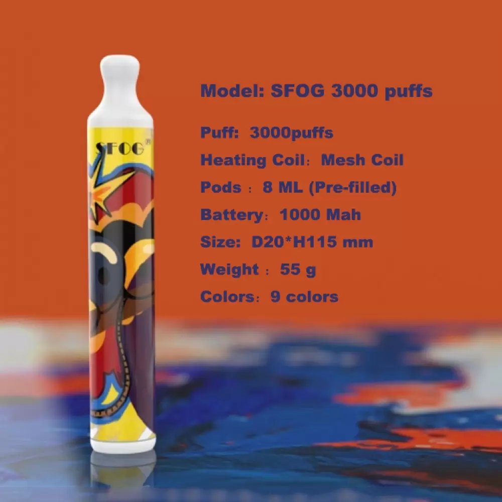 

2022 new style e cigarette device disposable vape 3000 puffs sfog kit mesh coil pod Pre-filled 8ml cartridge vapes pods cartoon design vapor pen Original vs puff bang