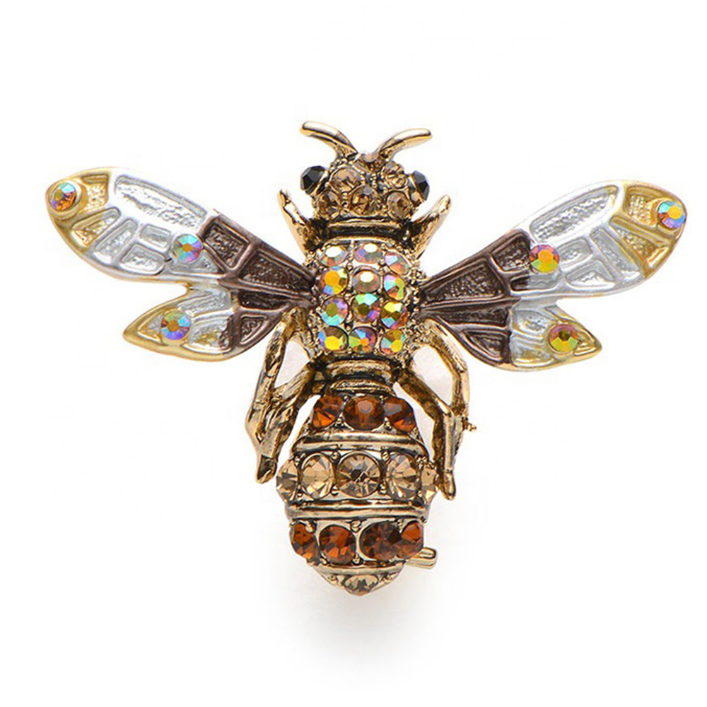 

Zinc Alloy Insect Honeybee Brooches Crystal Animal Rhinestone Pin Brooch For Women