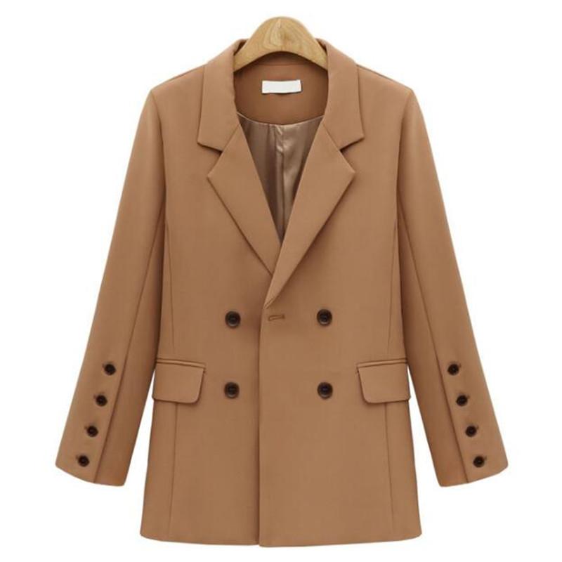 

Women' Suits & Blazers Blazer Women Notched Collar Double Breasted Casual Suit Jacket Long Coat Black Brown Office Ladies Work Business Wea