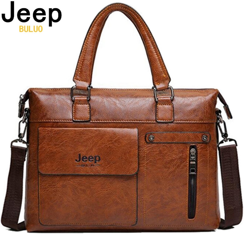 

Famous Designer BULUO Brands Men Business Briefcase PU Leather Shoulder Bags For 13 Inch Laptop Bag big Travel Handbag 6013 220124, Black