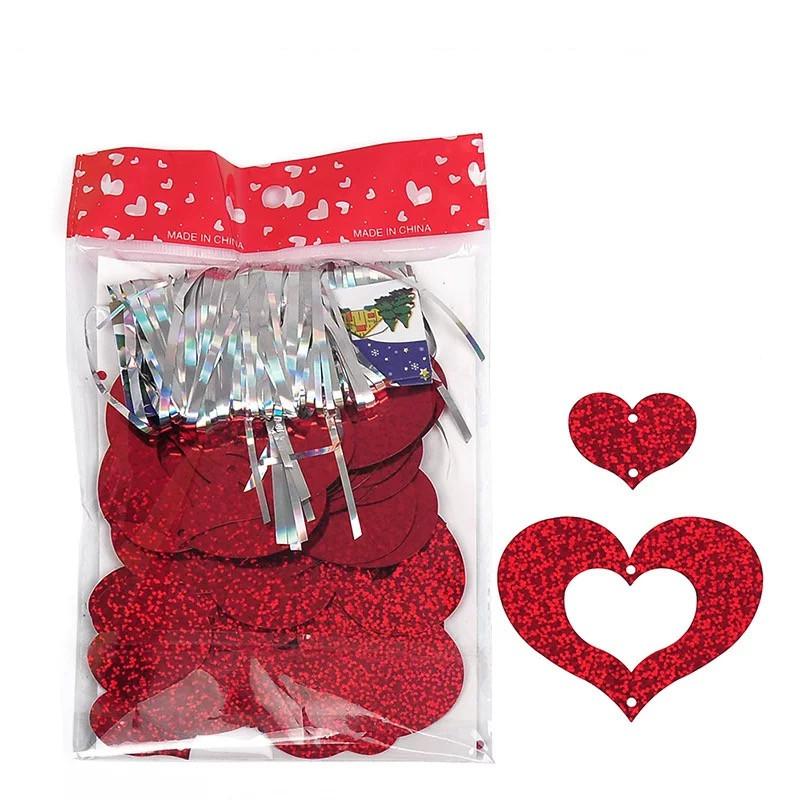 

Party Decoration 100pcs/lot Purple Heart Laser Sequined Rain Balloon Pendant Romantic Wedding Room Birthday Accessories